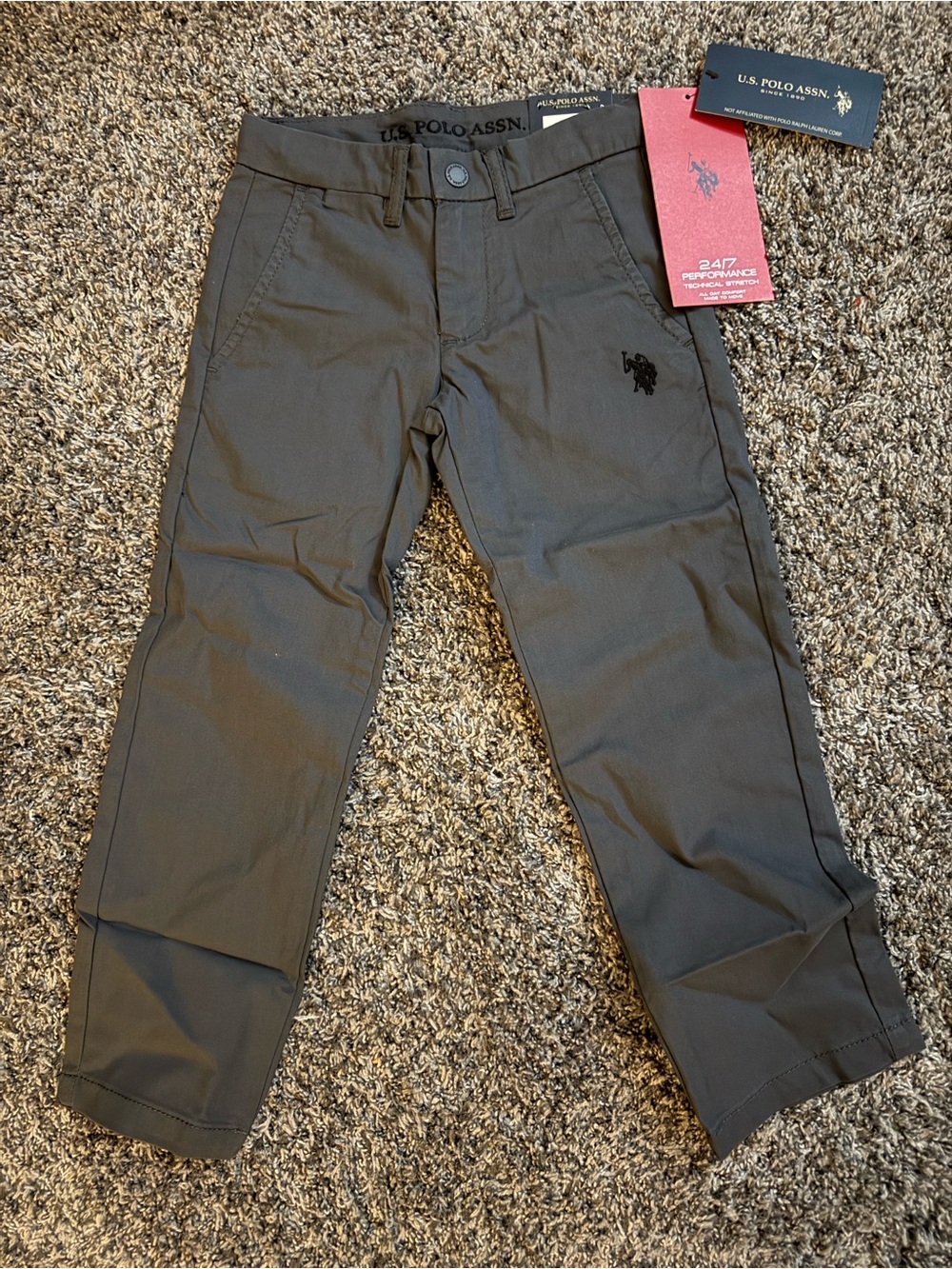 U.S. Polo Assn. Boys Gray Stretch Chino Pants